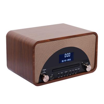 China BT+CD+USB+ portable wooden alarm clock fm radio radio with CD player alarm clock for sale