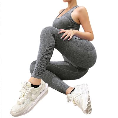 China Breathable 2 Piece Workout Clothes For Women High Waist Long Sleeve Crop Tops Sports Seamless Legging Yoga Sets for sale