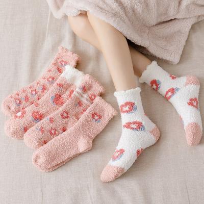 China Sporty High Quality Fleece Socks Comfortable Skin Touch Warm Fluffy Soft Winter Thicken Socks Woman for sale