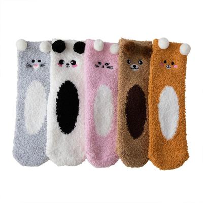 China Wholesale Breathable Home Cartoon Winter Fleece Cute Soft Thick Plush Winter Socks for sale