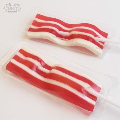 China Streaky Pork Bacon Shape Raw Meat Chewy Wholesale Sweet Soft Candy for sale