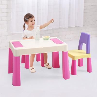 China Modern Plastic Activity Playing Table And Plastic Building Block Table Kids Chair for sale