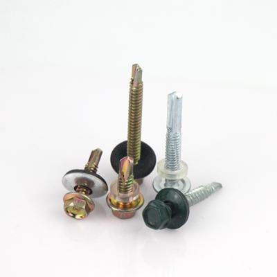 China HEX Hex Head Wood Hex Washer Screw With Color Painted , Color Painted Roofing Screws For Metal Roofing for sale