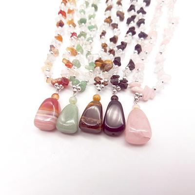 China Wholesale FASHIONABLE Rose Quartz Natural Crystal Therapy Tumbled Stones Pendant Necklace for sale