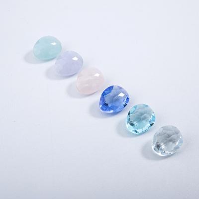 China Color play or fire cheap multi color pear shaped rose crystal double faceted crystal agate for inlay earring for sale