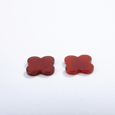 China Fire Factory Wholesale Natural Four Leaf Clover Agate Gemstone Slice Stone Color Set Or Red Gemstone For Inlay Earrings for sale