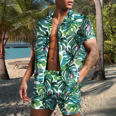 China 2021 Summer Breathable Beach Style Loose Shirt And Short Printed Hawaiian Casual Suit Men'S Short Sleeve Two Piece Suit for sale