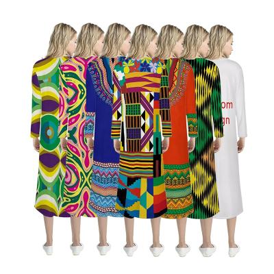 China Women 2021 Knee Length Loose QUICK DRY Summer Preto Kimono Chiffon Cardigans Long Coat African Print Kente Dashiki Style Coat Women for sale