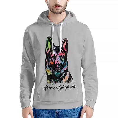 China Heavy Gray Winter Hoodies For Men Anti-shrink Anime German Shepherd Dog Unisex Sweatshirts Wholesale for sale