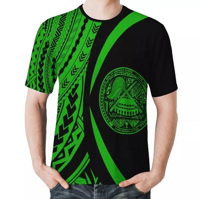 China New Arrived American Polynesian Men's Green Cheap Price Tribe O-Neck Samoan O-Neck Anti-Shrink Design Breathable T-Shirts for sale