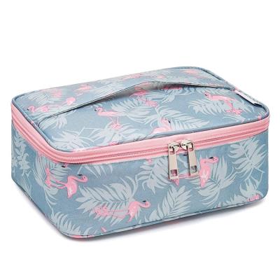 China Custom Fashion OEM Print Large Logo Portable Waterproof Travel Women Make Up Organizer Pink Makeup Case Cosmetic Bags For Ladies Girls for sale