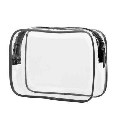 China Fashion TSA PVC Waterproof Travel Clear Zipper Make Up Cosmetic Bags Bag For Women Men for sale