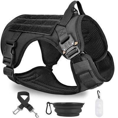 China Custom Manufacturers Wholesale Custom Heavy Duty Adjustable Luxury Designers Custom Tactical Dog Harness Set With Handle for sale