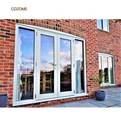 China Modern Aluminum Patio Swing Door Commercial Entry Exit Hurricane Double Doors And Windows for sale