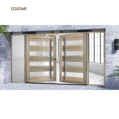 China Modern Solid Outdoor Solid Teak Double Entry Plain Pivot Wood Door Frame Waterproof for sale