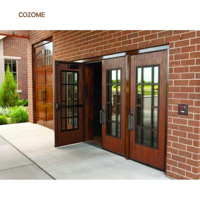 China Modern New Style Flush Entrance Luxury Glass Doors Rosewood Solid Wood Design for sale