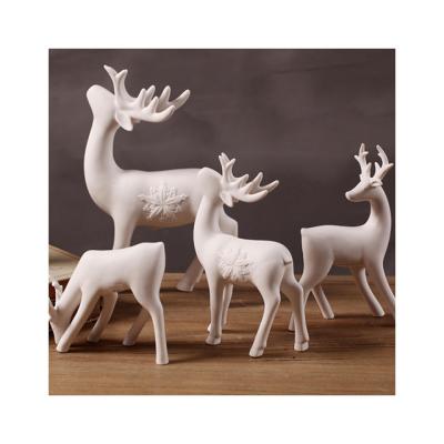 China European American Rural Simple Creative Home Deer Ornaments Window Ornaments White Ceramic Photo Props Deer Animal Figurine for sale