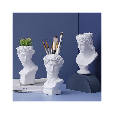 China Human Head Decorative Resin David Home Flowers Art Decor Portrait CLASSIC Modern Nordic Style Flower Vases Ornaments for sale