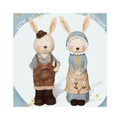 China Lovely European Cartoon Rabbit Couples Resin Craft Children's Long Ears Bedroom Decoration for sale