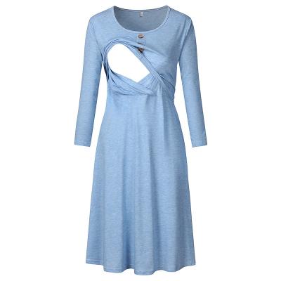 China Breathable Wholesale Women Solid Color Breastfeeding Gown Long Sleeve Maternity Nursing Gown And Hospital Nightgown for sale