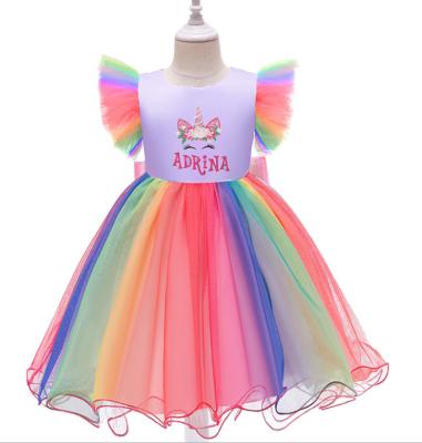 China Princess Wedding Breathable Net Yarn Unicorn Christmas Net Yarn Dress Kids Elegant Dressdress Party Outfit For Kids for sale