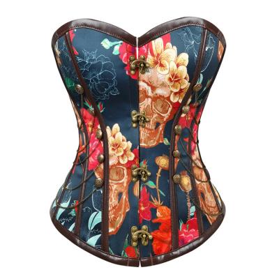 China Wholesale Fashion Sexy Adjustable Bra Breathable Lace Up Shapers Bustier Palace Pavilion Print Women Hollow Corset for sale