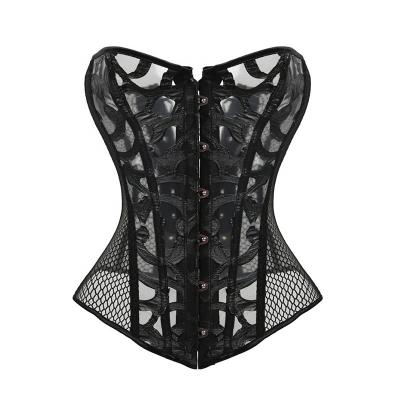 China Wholesale Fashion Breathable Mesh Bra Lace Shapers Sexy Hollow Out Bustier Women's Black And White Corset for sale