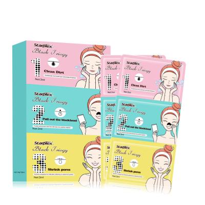 China Private Label Pore Remover 3 Step Kit Blackhead Remover Mask Shrink Deep Cleansing Nasal Paste For Nose Facial Skin Care for sale