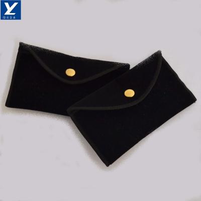 China Recyclable Velvet Jewelry Envelope Pouch Luxury Flap Pouches With Button Closure for sale