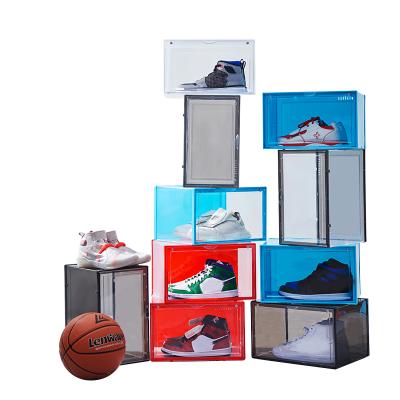 China Transparent Plastic Sneaker Shoe Box Magnet Crates Shoe Box Drawer Storage Clear Plastic Viable Shoe Box for sale