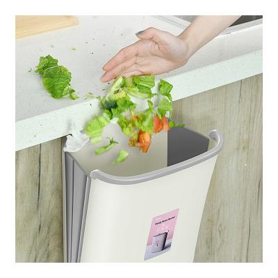 China Plastic Wall Mounted Rubbish Bin Waste Bin Door Dust Bins Sideboard Viable Hanging Foldable Collapsible Trash Can for sale