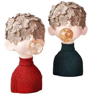 China Luxury Modern Wedding Gifts Housewarming Ornaments Boy Art Decor Bubbles Porch TV Cabinet Creative Desktop Decorations for sale