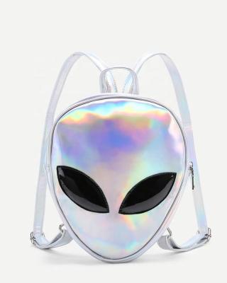 China Waterproof Alien Kawaii Holographic Backpack - Silver Satchel Faxu PU Shoulder Bag Space Girls School Pack for sale