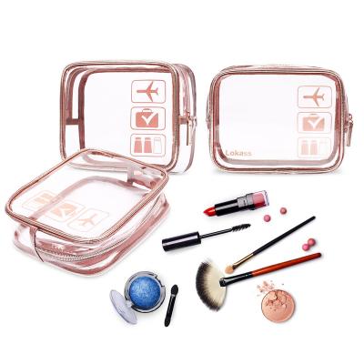 China Waterproof Custom Logo Zipper Closure Clear PVC Cosmetic Bag for sale