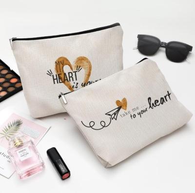 China Durable Promotional Custom Printed Pouch Muslin Cosmetic Makeup Bag Cotton Canvas Zipper Small Packaging Bag for sale