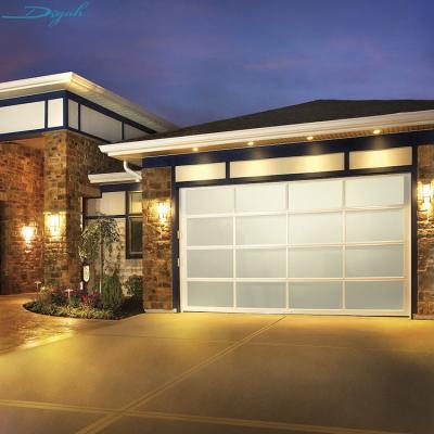 China Automatic white frame insulated opaque glass garage door smoked plastic glass overhead door for sale