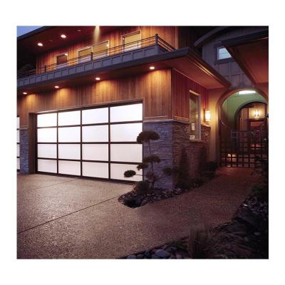 China Contemporary Full View Black Aluminum Glass Heat Insulation Garage Door for sale