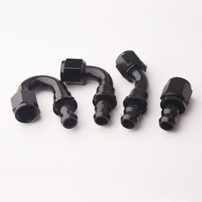 China Automotive Parts Universal 150 Degree Black Thrust On Lock An4 An6 An8 An10 Pipe End Aluminum One Fitting for sale