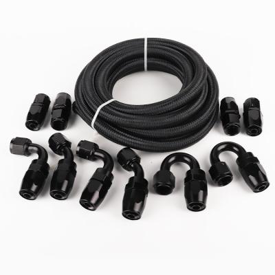 China Black Nylon Braided Line Fittings Cover Stainless Steel PTFE Fuel Hose End Oil Kit for sale