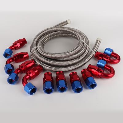 China An10 Nylon Braided Stainless Steel Fuel Line Fittings Hose End Adapter Kit for sale