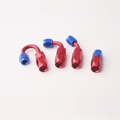 China Aluminum Wrapping Parts Aluminum Anodized An12 Female Pipe End One Piece Swivel Elbow 45 Degree Adapter for sale