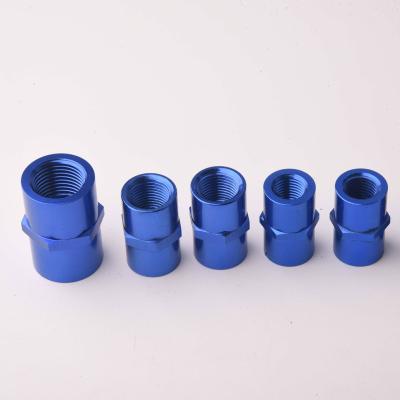 China Automotive Spare Parts NPT Female Pipe Coupler Piping Blue Anodized Aluminum Fitting Adapter for sale