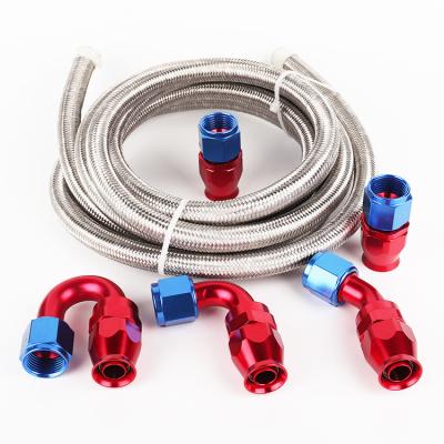 China An4 16 ft 304ss Stainless Steel Oil Pipeline Fuel Hose Kit and10 An4 Nylon Silver Braided Rubber Gaskets for sale