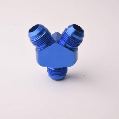 China Retrofit Automotive Parts Car Spare Parts Aluminum AN6 Y-Adapter A Rocket Union Fuel Hose Fitting Male Connector for sale