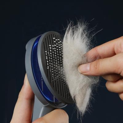 China Petshop Pet Grooming Brush Viable Dog Comb Brush Cat Comb With Self Clean Button for sale