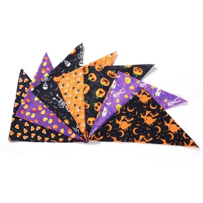 China Viable Manufacturer Wholesale OEM Unique Design Halloween Printed Pet Neckerchief Scarf Dog Bandana for sale