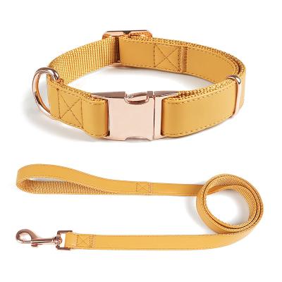 China 2021 New Arrivals Microfiber Pu Custom Reinforced Leather Custom Dog Collar And Leash Set for sale