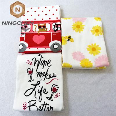 China QUICK DRY Cheap Wholesale Custom Printed 100% Cotton White Flour Sack Dish Towels for sale