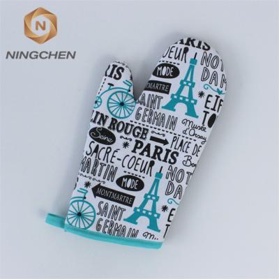 China Printed 100% Cotton Kitchen Oven Cloth Potholder Set Non-Slip Oven Gloves for sale