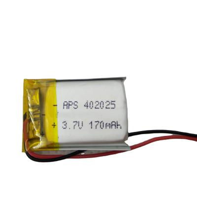 China 3.7v 170mAh Li-polymer battery pack Li 3.7v 170mAh lipo lithium ion pocket 402025 lipo lithium nmc pocket cell battery rechargeable toys battery for sale